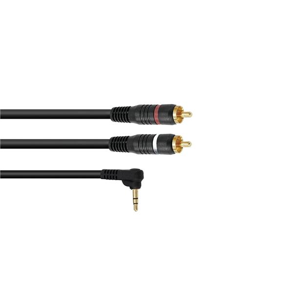 OMNITRONIC Adaptercable 3.5 Jack 90?/2xRCA 0,5m bk