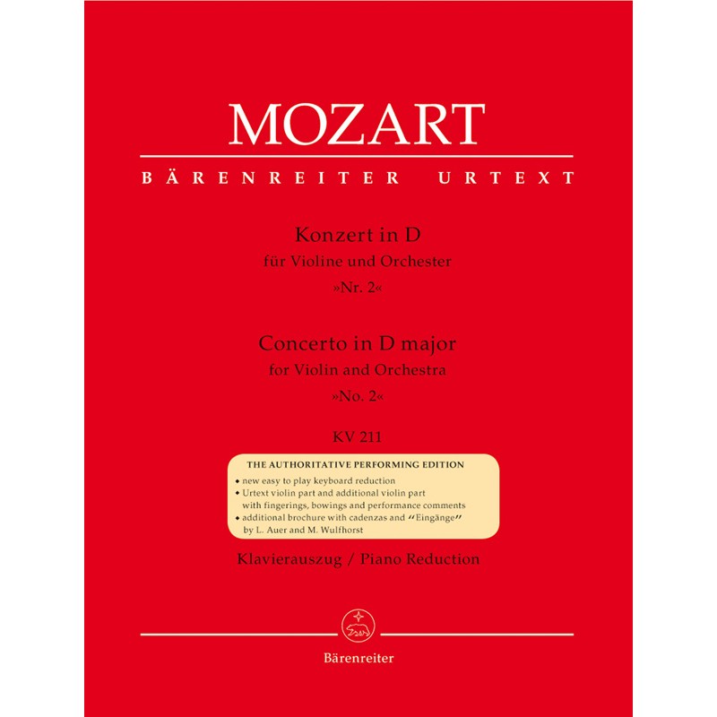 W. A. Mozart/M. Schelhaas: Concerto in D major for Violin and Orchestra No.2 KV 211