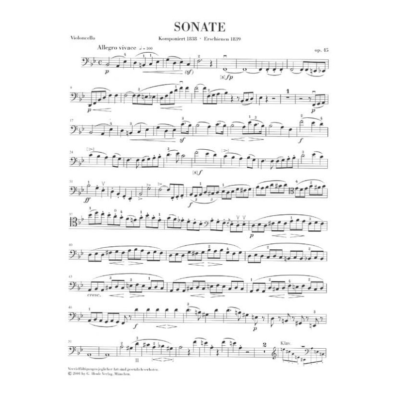Felix Mendelssohn Bartholdy: Sonata for Piano and Violoncello B flat major Op. 45