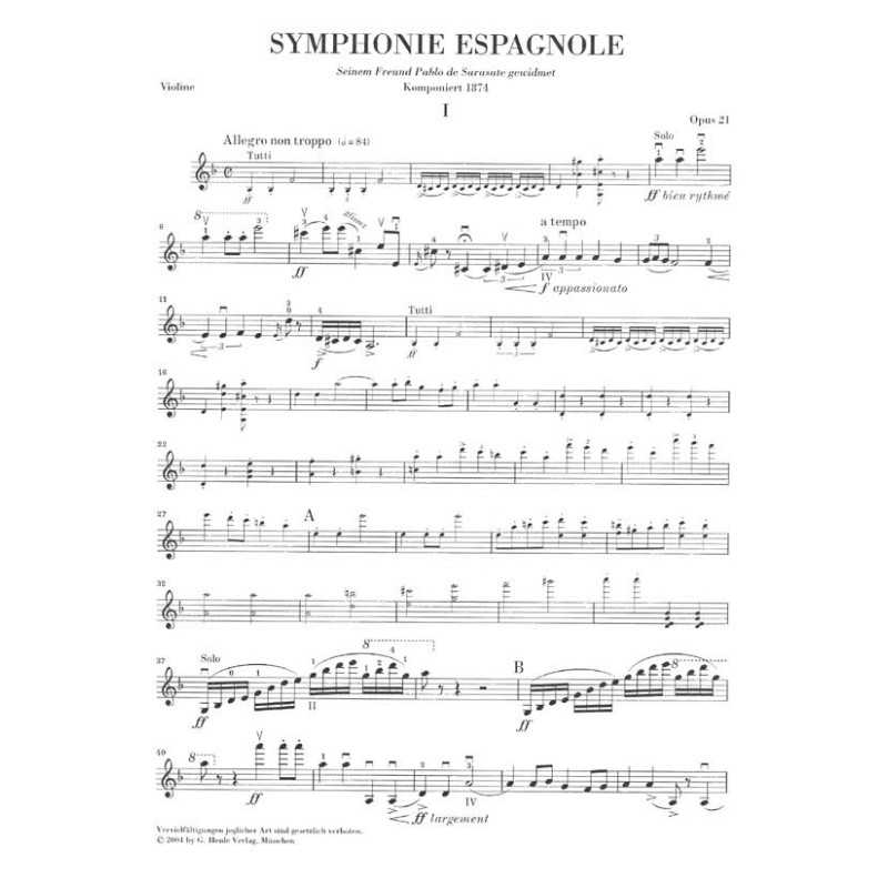 Édouard Lalo: Symphonie espagnole for Violin and Orchestra d minor op. 21
