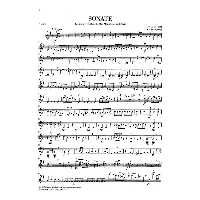 Wolfgang Amadeus Mozart: Violin Sonata e minor K. 304 (300c)