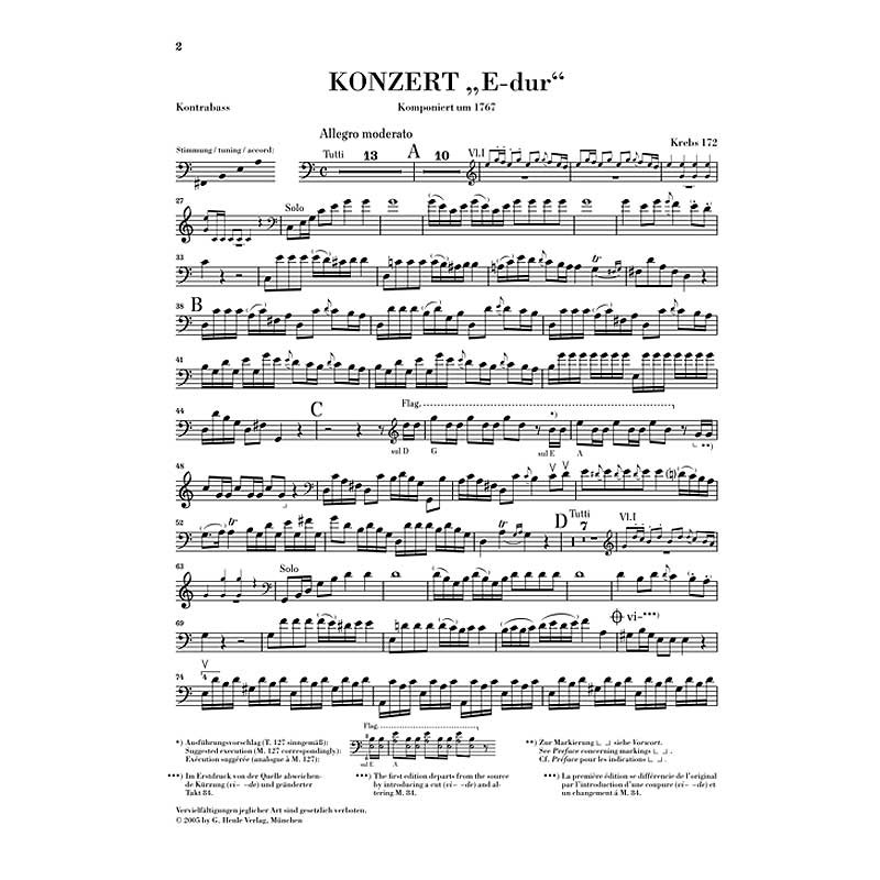 Carl Ditters von Dittersdorf: Double Bass Concerto in 'E major' Krebs 172