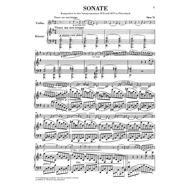 Johannes Brahms: Sonata for Piano and Violin in G major Op. 78