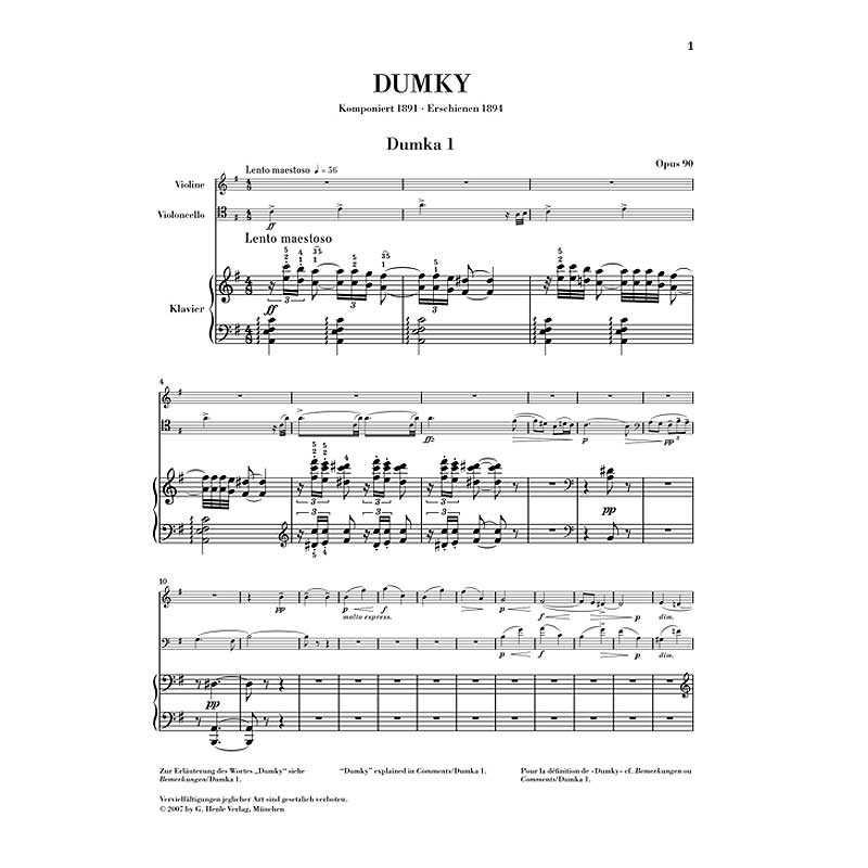 Antonín Dvořák: Dumky Trio for Piano, Violin and Violoncello op. 90