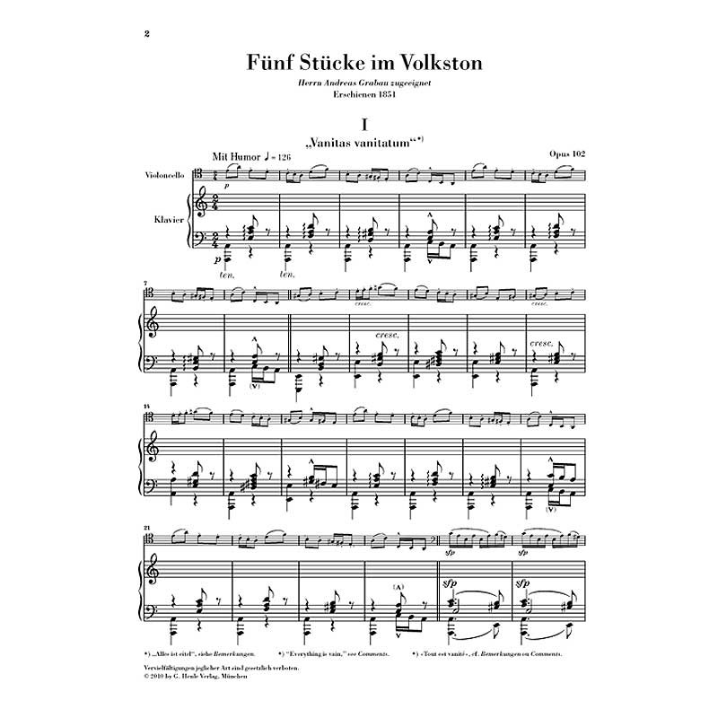 Robert Schumann: 5 Pieces in Folk Style Op. 102