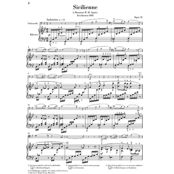 Gabriel Fauré: Sicilienne Op. 78 for Violoncello and Piano