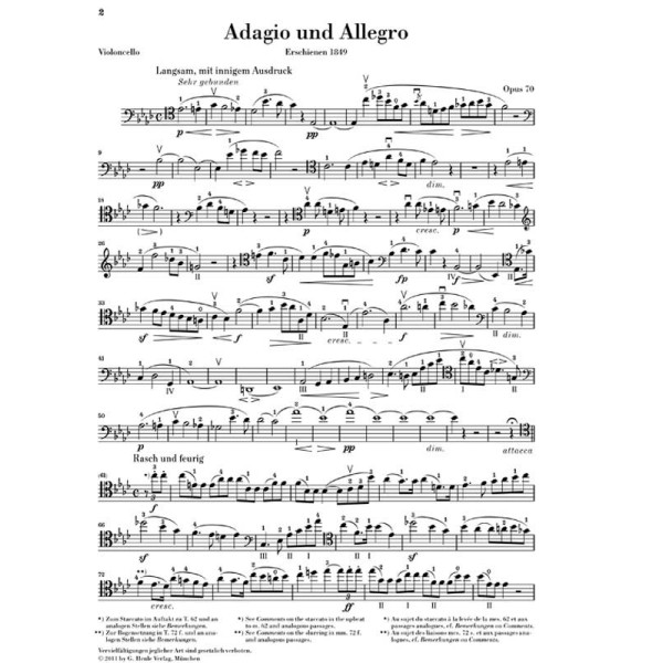 Robert Schumann: Adagio and Allegro op. 70 for Piano and Horn, Version for Violoncello