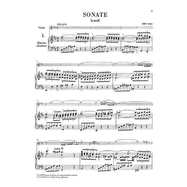 Johann Sebastian Bach: Sonatas No 1-3 for Violin and Piano (Harpsichord) BWV 1014-1016