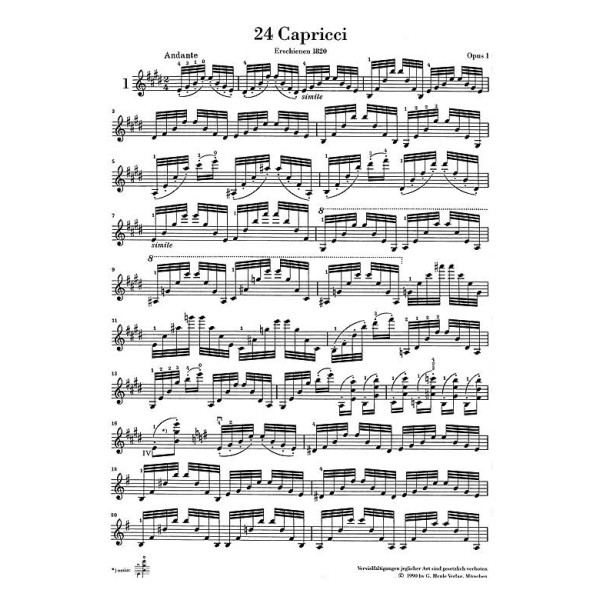 Niccolò Paganini: 24 Capricci op. 1 for Violin Solo