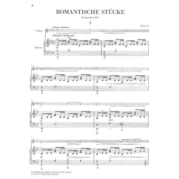 Antonín Dvořák: Romantic Pieces for Piano and Violin op. 75