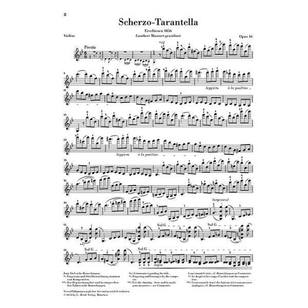 Henryk Wieniawski: Scherzo-Tarantella in g minor op. 16 for Violin and Piano