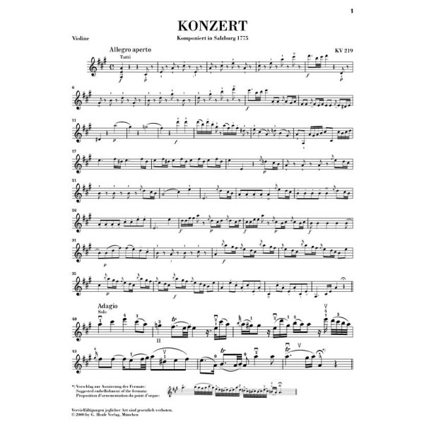 Wolfgang Amadeus Mozart: Violin Concerto no. 5 in A major K. 219