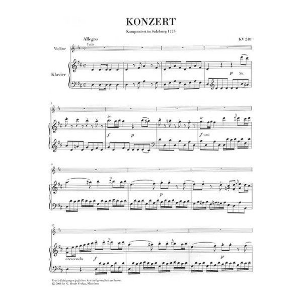 Wolfgang Amadeus Mozart: Violin Concerto no. 4 in D major K. 218