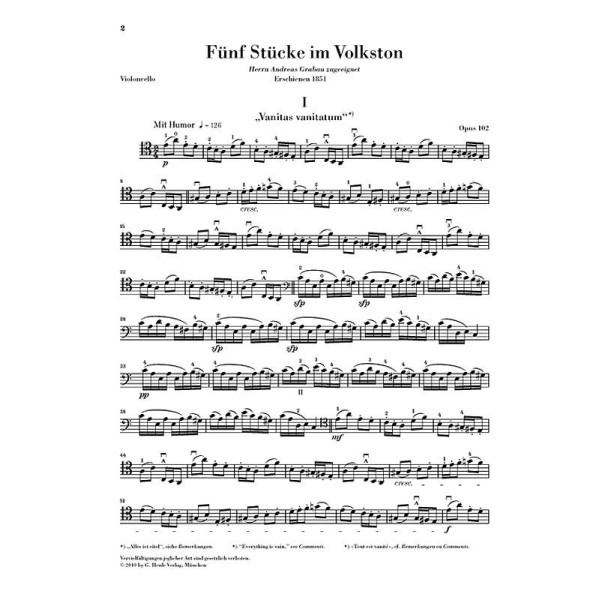 Robert Schumann: 5 Pieces in Folk Style Op. 102