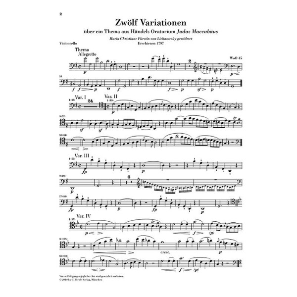 Ludwig van Beethoven: Variations für Piano and Violoncello