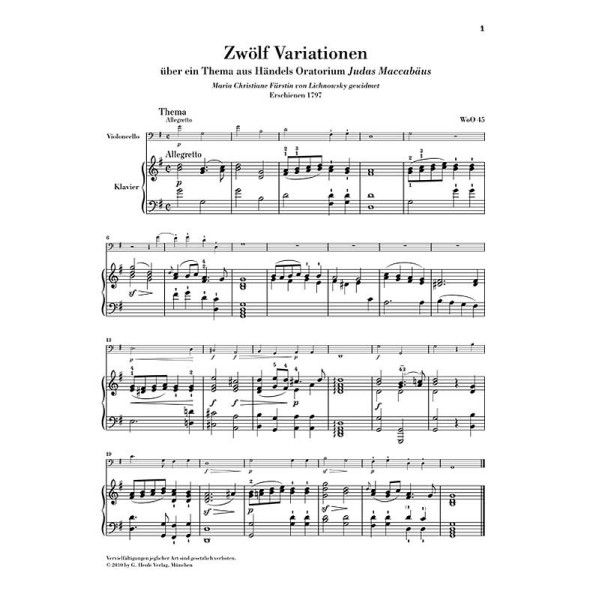 Ludwig van Beethoven: Variations für Piano and Violoncello