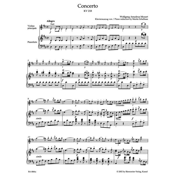 W. A. Mozart: Concerto in D major for Violin and Orchestra No.4 KV 218