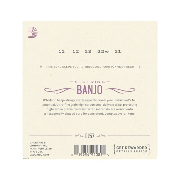 SET strun za banjo D'Addario EJ57 Nickel 11-22