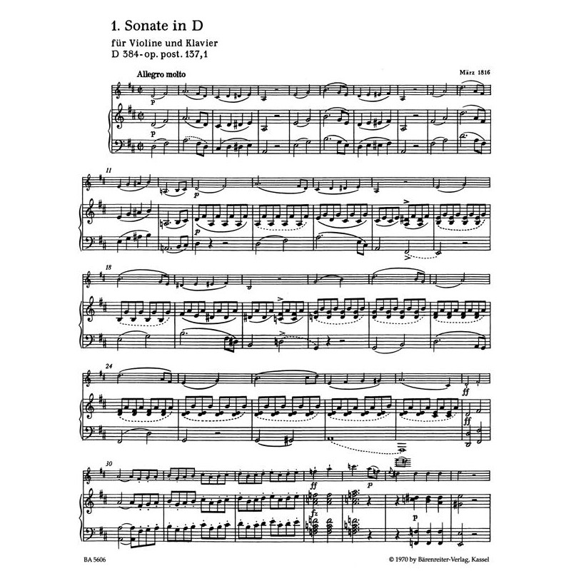 Franz Schubert: 3 Sonaten (Sonatinen) op. post. 137 for Violin and Piano