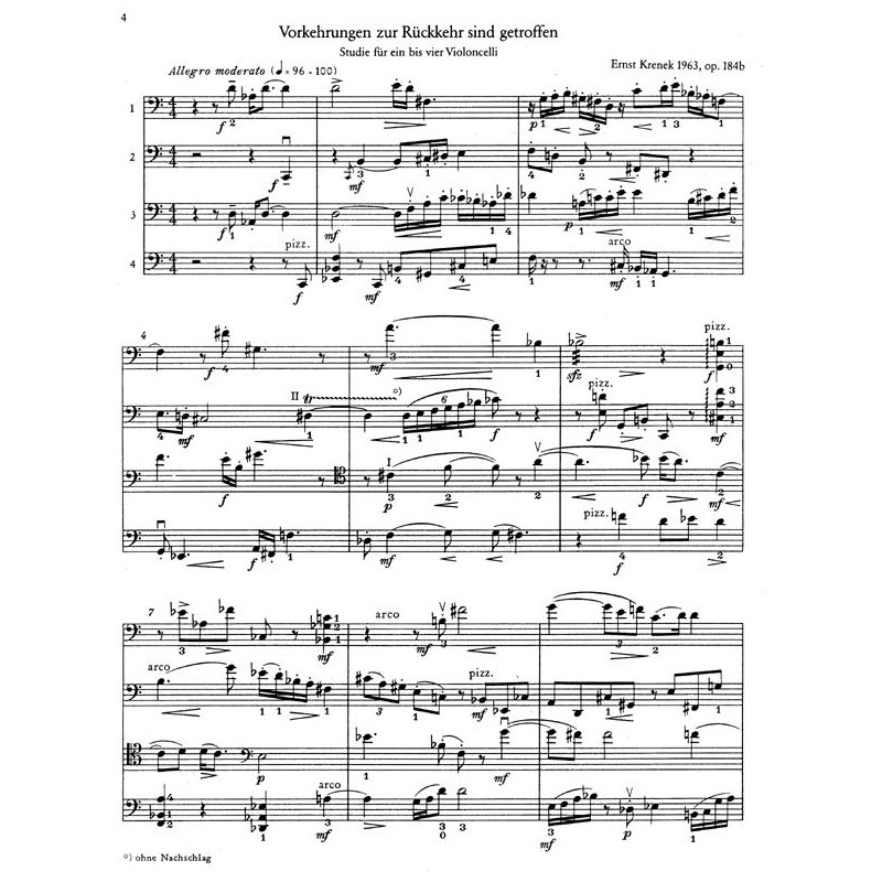 Ernst Krenek: Two Studies for 1-4 Violoncellos op. 184 a/b