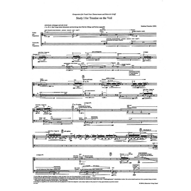 Matthias Pintscher: Study I for treatise on the veil Violine, Violoncello