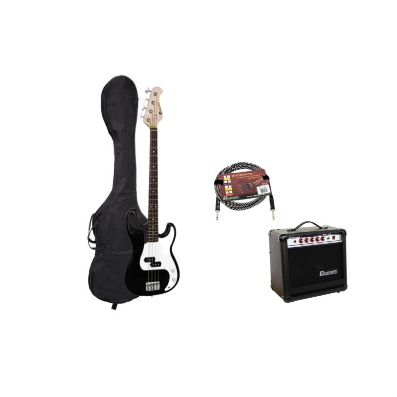 SET električna bas kitara Dimavery PB-320, torba, ojačevalec in kabel