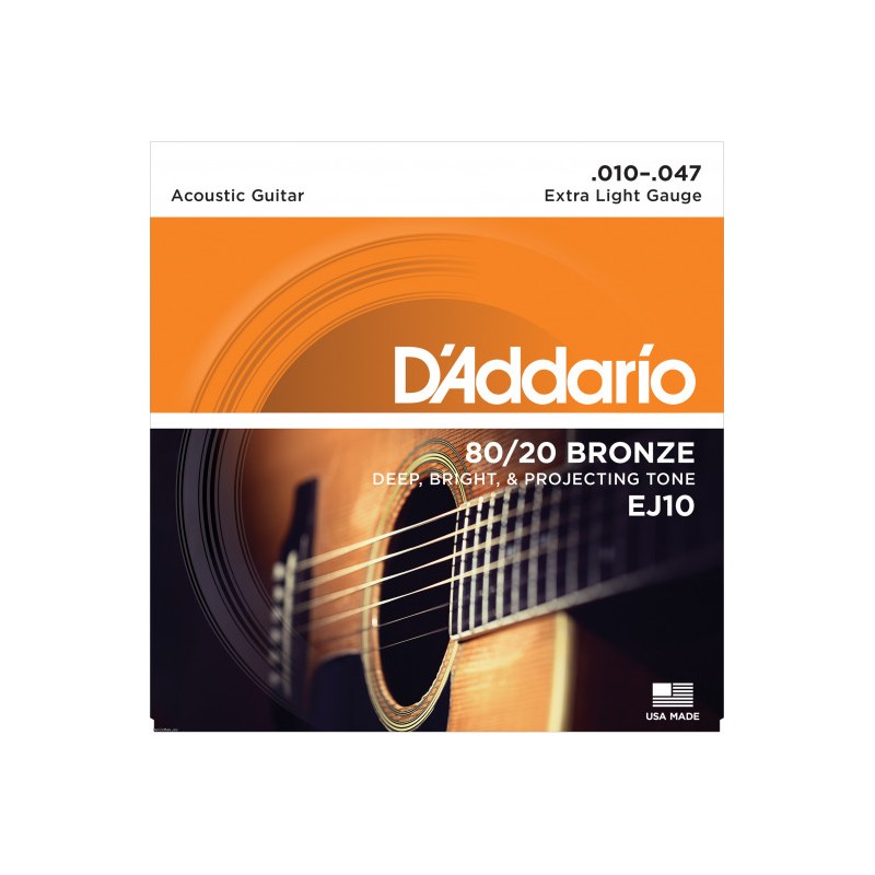 SET strun za akustično kitaro D'Addario EJ10 80/20 Bronze 10-47