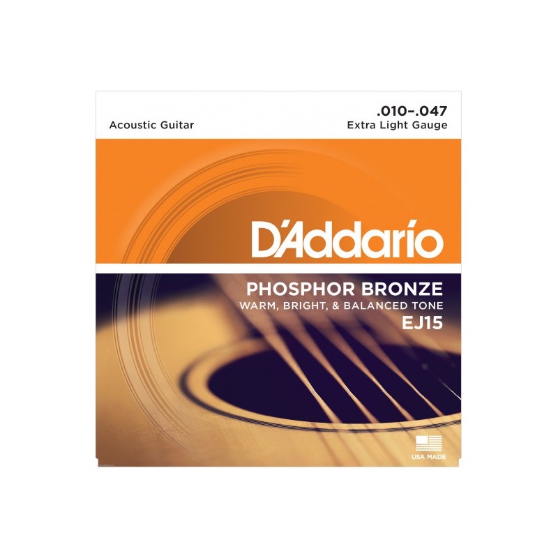 SET strun za akustično kitaro D'Addario EJ15 PH Bronze 10-47