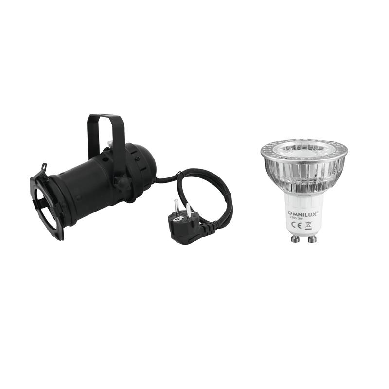 EUROLITE Set PAR-16 Spot bk + GU-10 230V COB 1x3W LED 2700K