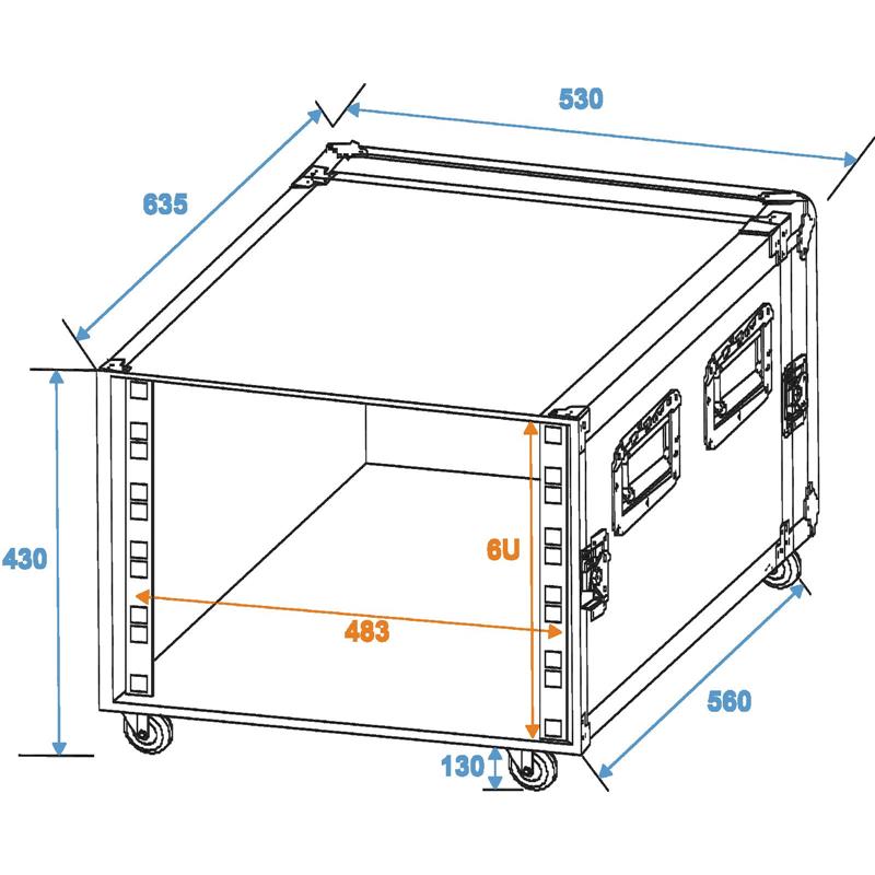 ROADINGER Rack Profi KM 6U 55cm with wheels