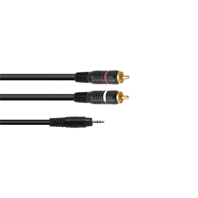 OMNITRONIC Adaptercable 3.5 Jack/2xRCA 0,5m bk