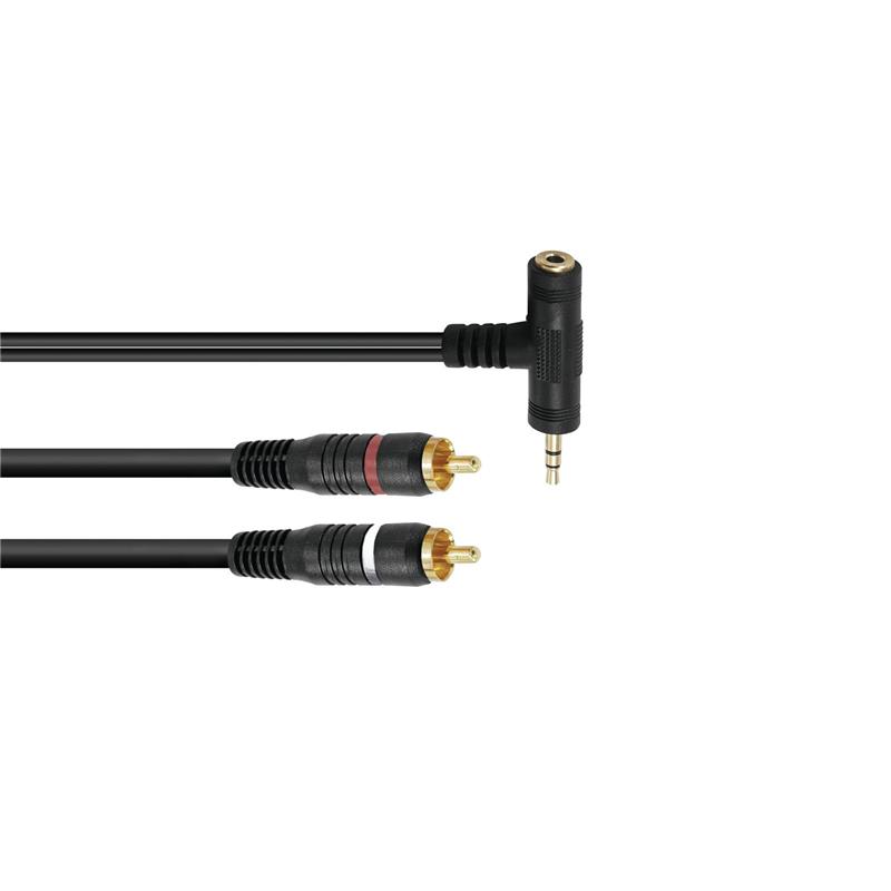 OMNITRONIC Adaptercable 3.5 T-Jack/2xRCA 1.5m bk