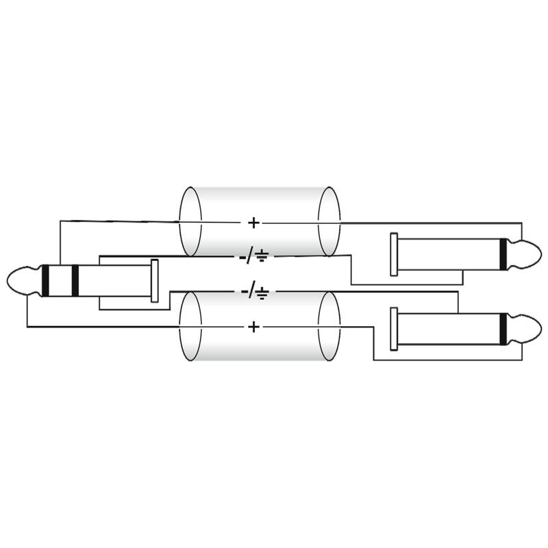 OMNITRONIC Adaptercable 3.5 Jack/2xJack 6m bk