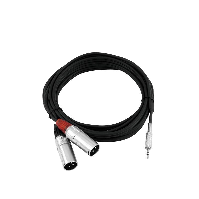 OMNITRONIC Adaptercable 3.5 Jack/2xXLR(M) 3m bk