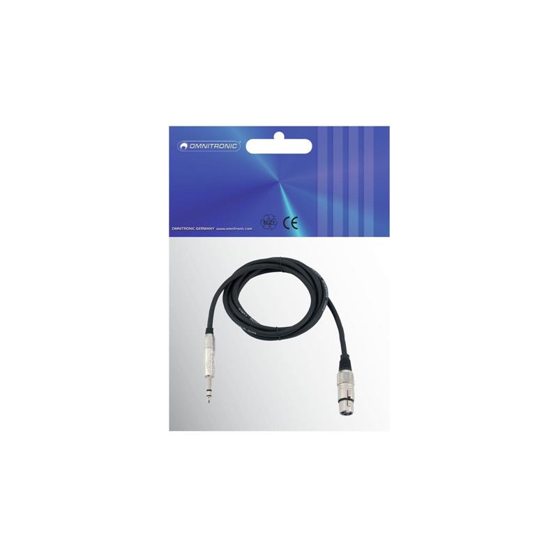 OMNITRONIC Adaptercable XLR(F)/Jack stereo 0.9m bk