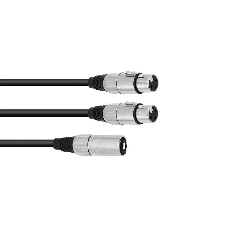 OMNITRONIC Adaptercable XLR(M)/2xXLR(F) 1m bk