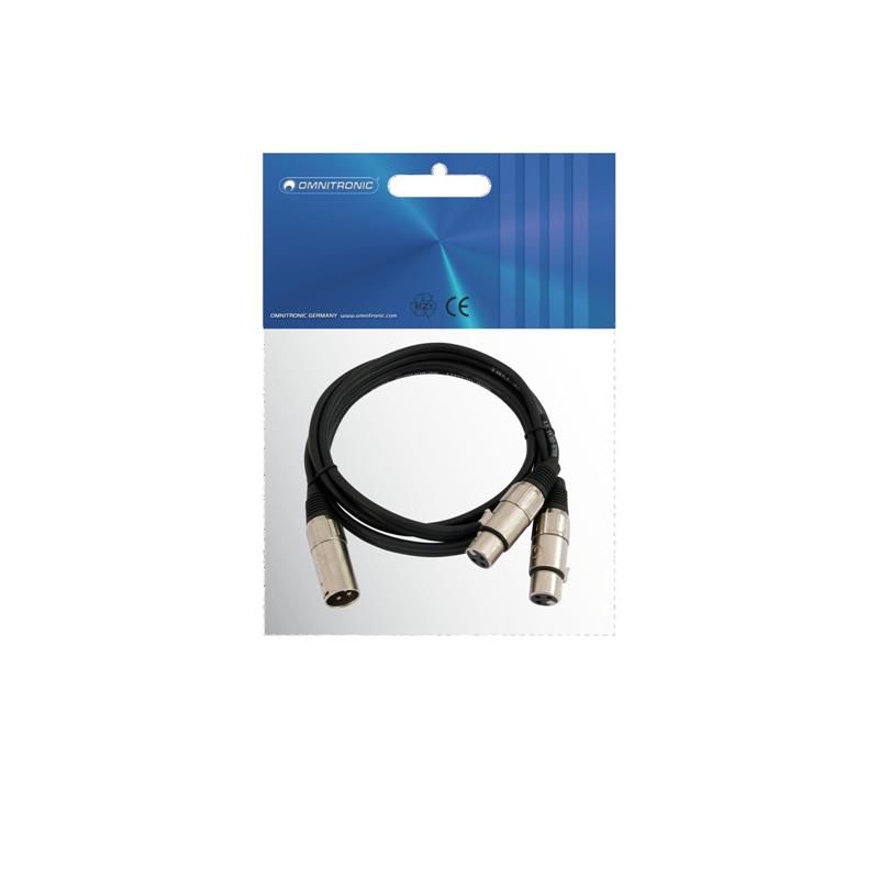 OMNITRONIC Adaptercable XLR(M)/2xXLR(F) 1.5m bk