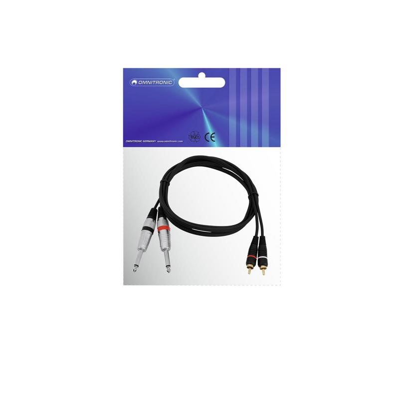 OMNITRONIC Adaptercable 2xJack/2xRCA 1.5m bk