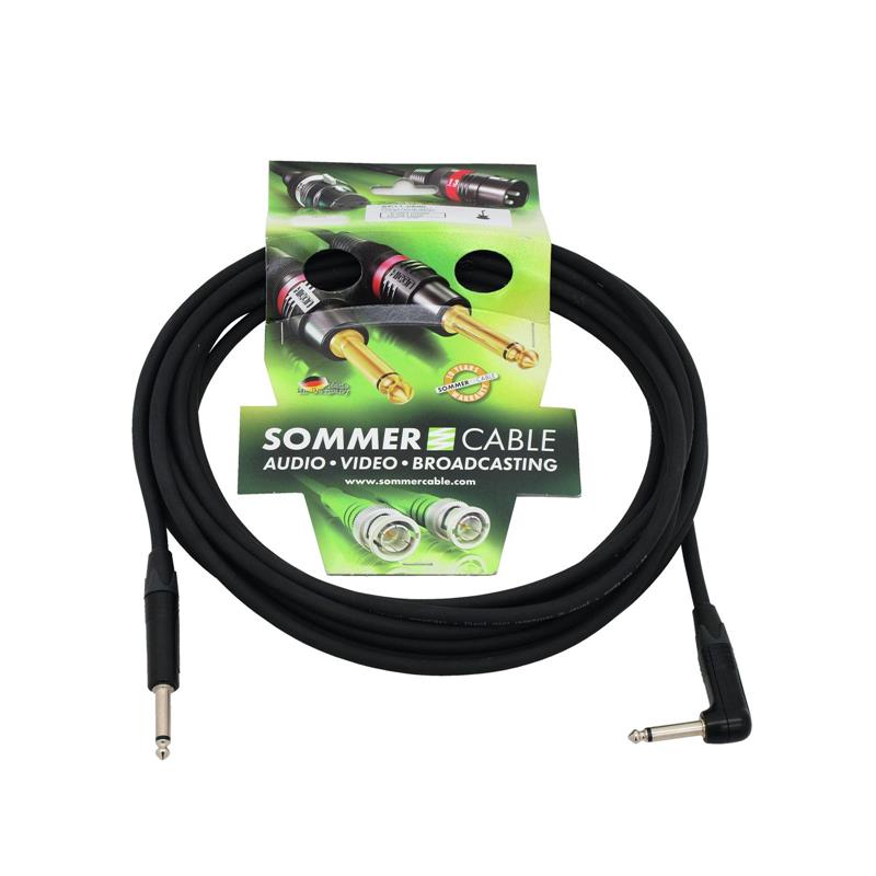 SOMMER CABLE Jack cable 6.3 mono 1x 90° 6m bk Neutrik