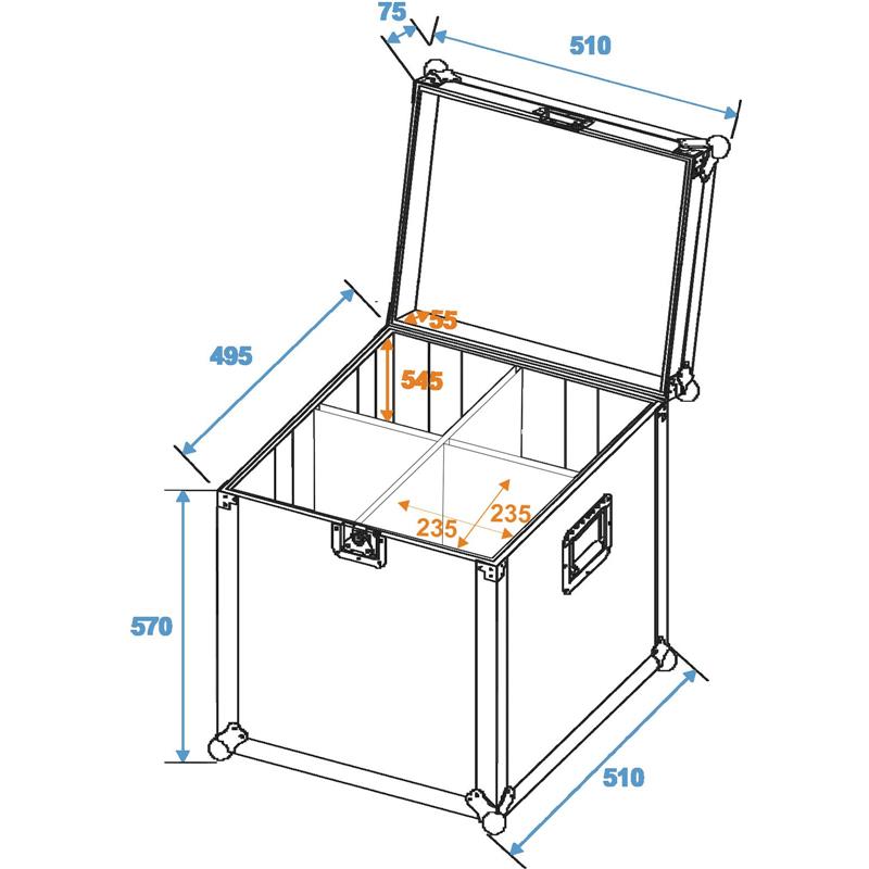 ROADINGER Flightcase 4x PAR-64 Spot long Clamp