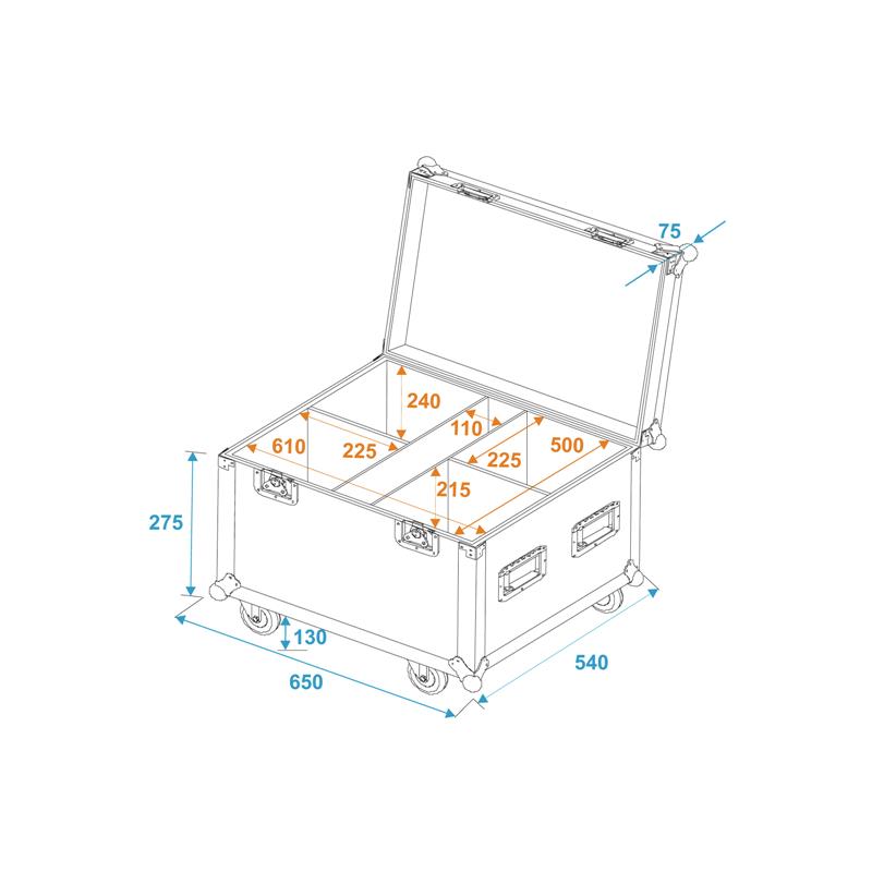 ROADINGER Flightcase 4x LED IP PAR 12x12W HCL with wheels