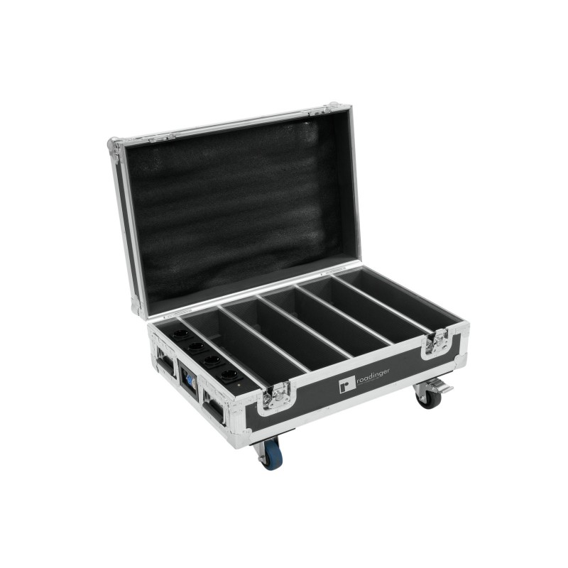 ROADINGER Flightcase 4x AKKU BAR-6 Glow QCL Flex QuickDMX with c