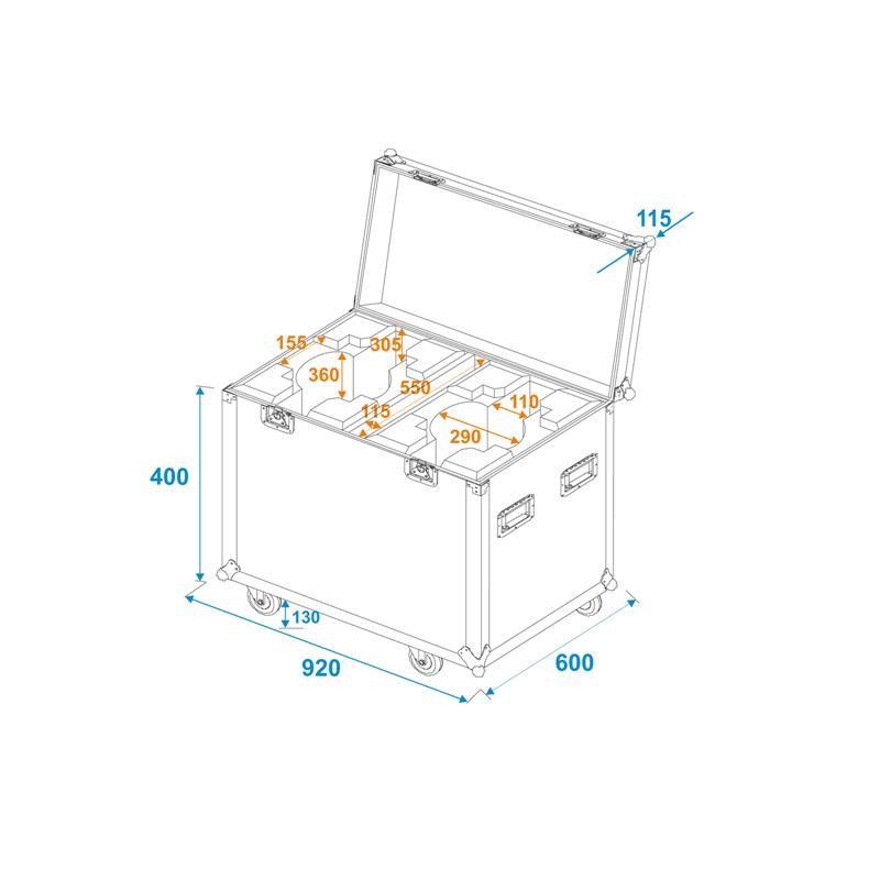 Kovček ROADINGER 2x LED TMH-X19 Moving head