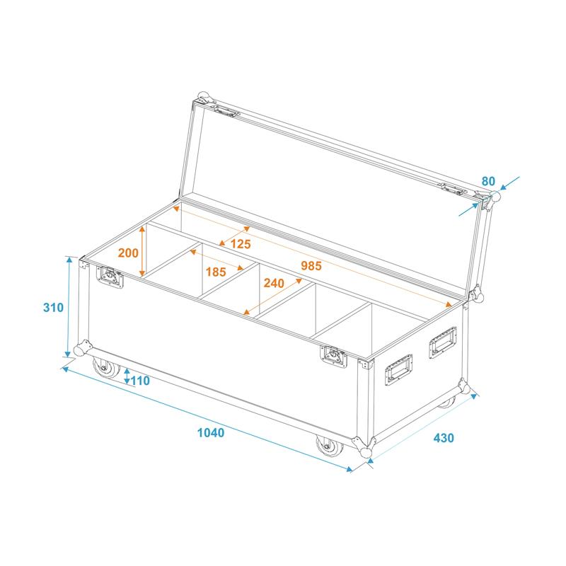 ROADINGER Flightcase 4x LED Umbrella