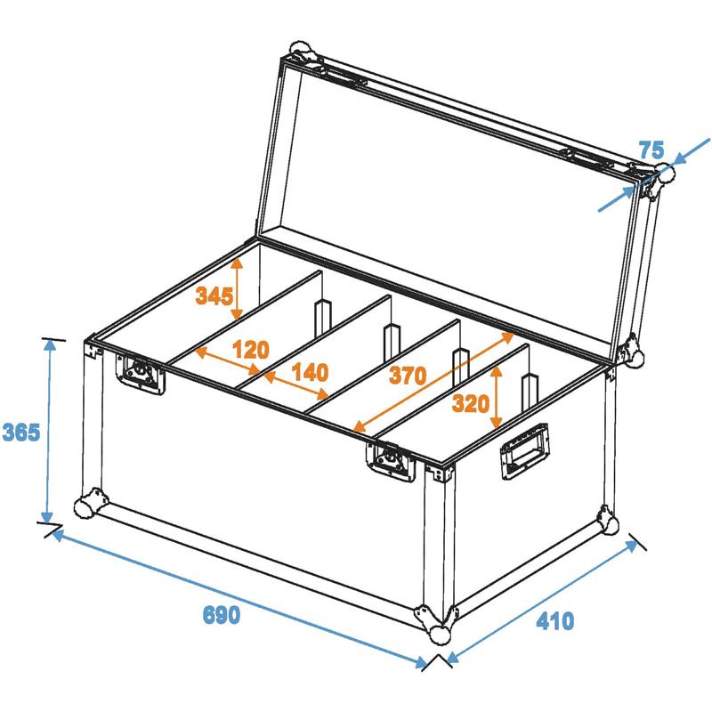 Kovček ROADINGER Flightcase 4x PRO Slim Size L