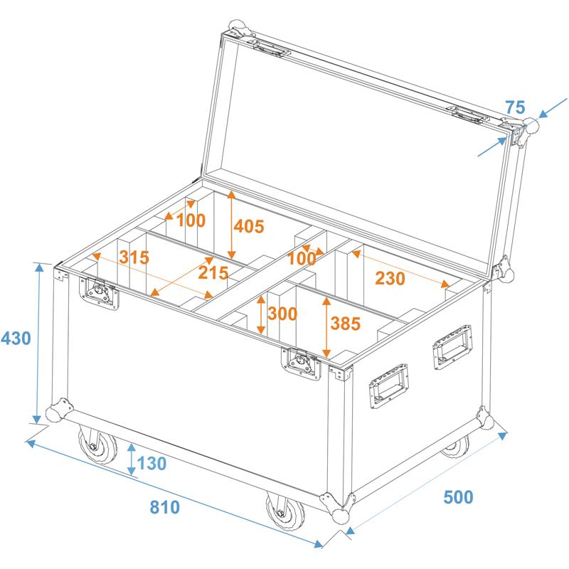 Kovček ROADINGER Flightcase 4x PLB-130/DMH-80/TMH XB-130