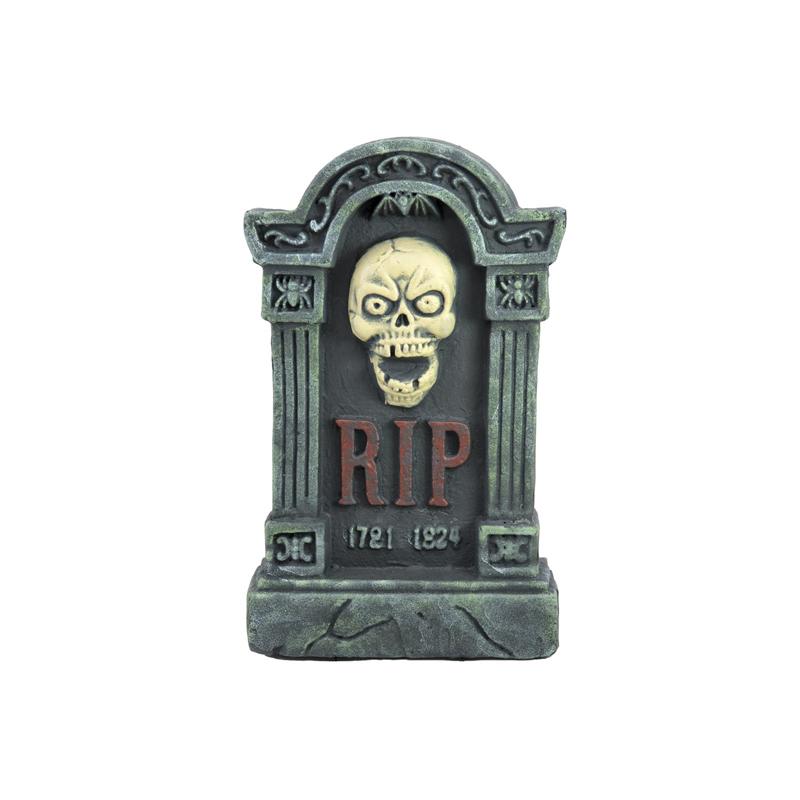 EUROPALMS Halloween tombstone with skull, 56cm