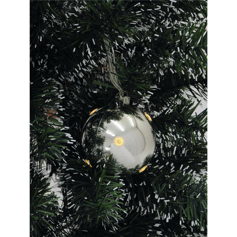 6x LED božična krogla 6cm srebrna Europalms