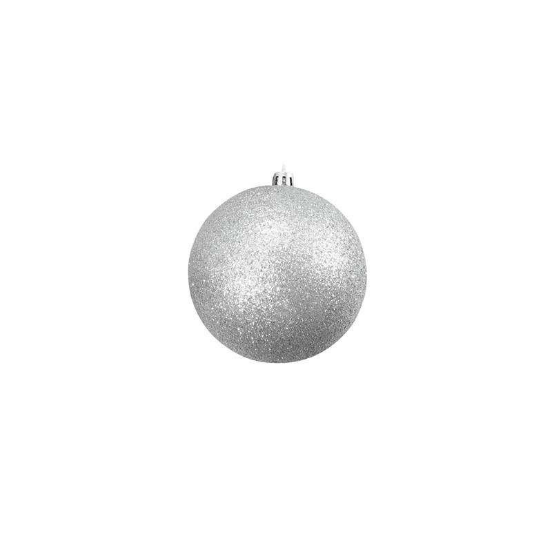 EUROPALMS Deco Ball 10cm, silver, glitter 4x