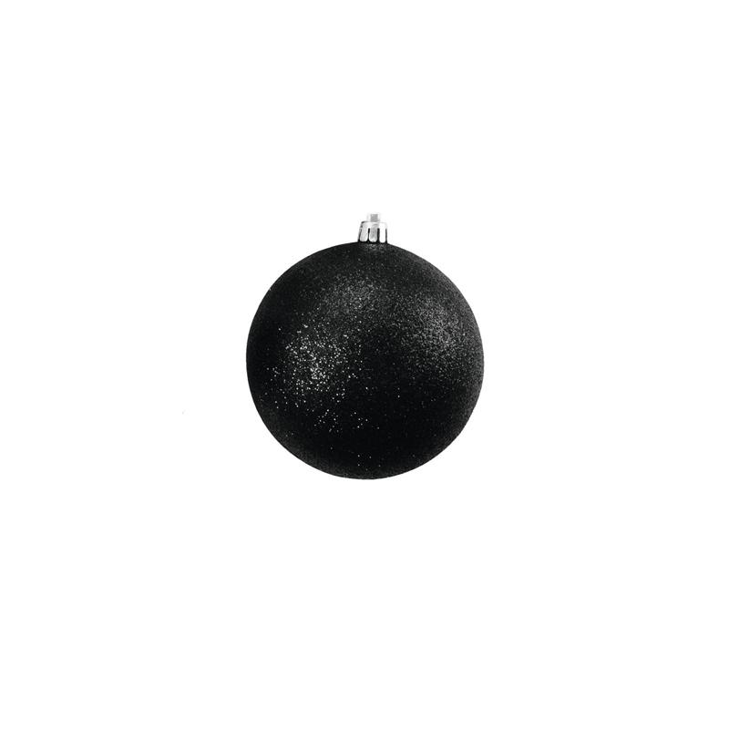 EUROPALMS Deco Ball 10cm, black, glitter 4x